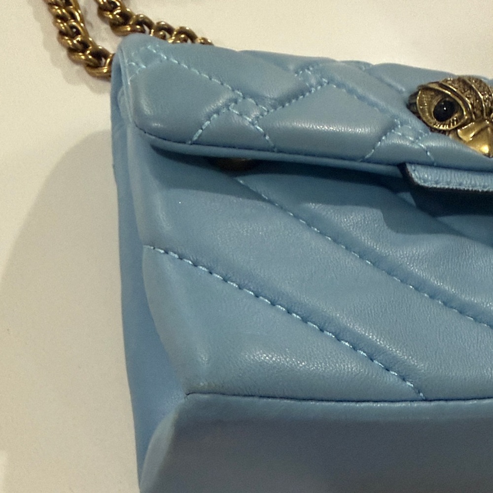 Kurt Geiger Mini Kensington Light Blue Quilted Leather Crossbody with Gold Chain - Picture 7 of 15